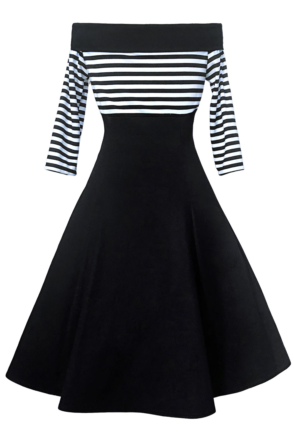 SZ60087-1Womens Classy Stripes A line Short Sleeve Cocktail Retro Vintage Dress